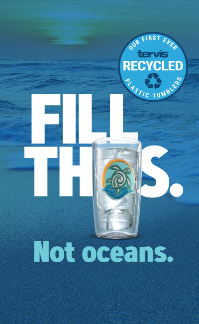 Fill This. Not Oceans. Our First Ever Recycled Plastic Tumblers.