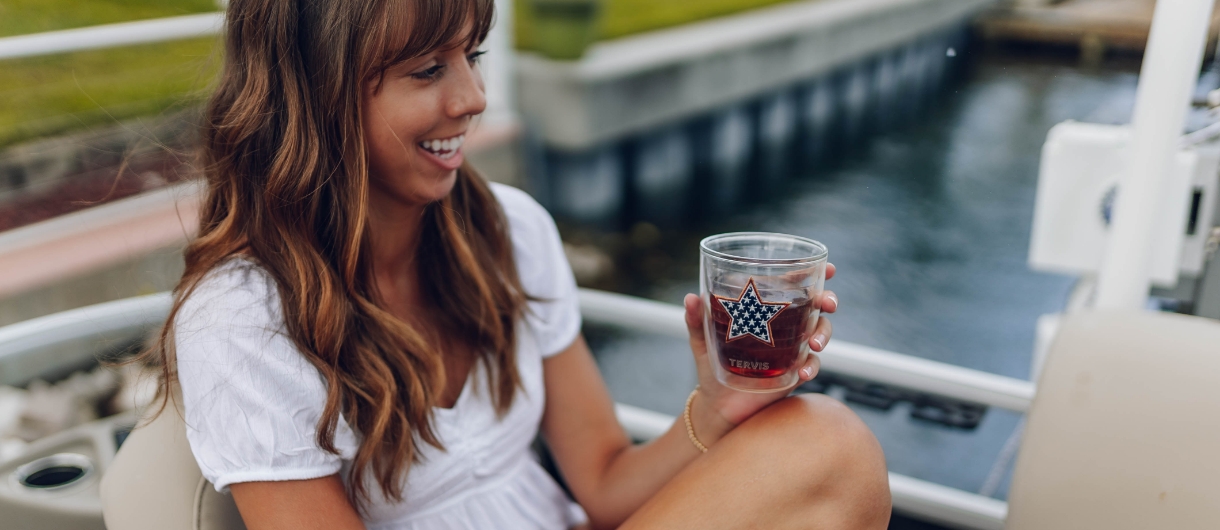 Enjoy drinks outdoors with 12oz insulated Tervis tumblers.
